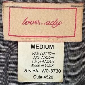 Love...ady Chambray Zip Front Sleeve Cut Dress Medium Made in USA